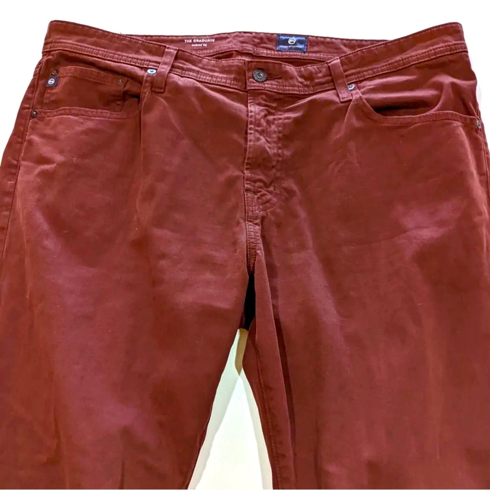 Adriano Goldschmied Pants Mens 38x32 Burgundy The Graduate Tailored Leg Stretch